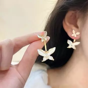 Женские серьги с цветочными бабочками, две стильные серьги и серьгиE M
