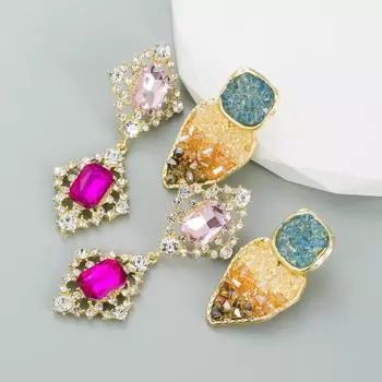 Женские серьги с длинными кисточками, цельные кристаллы, простые, универсальные, преувеличенные, маленькие серьги-капли премиум-класса OneSize розовый