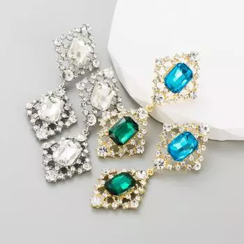 Женские серьги с длинными кисточками, цельные кристаллы, простые, универсальные, преувеличенные, маленькие серьги-капли премиум-класса OneSize белый