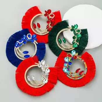 Женские серьги с длинными кисточками, цельные кристаллы, простые, универсальные, преувеличенные, маленькие серьги-капли премиум-класса OneSize