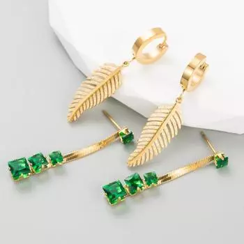 Женские серьги с длинными кисточками, цельные кристаллы, простые, универсальные, преувеличенные, маленькие серьги-капли премиум-класса OneSize зелёный