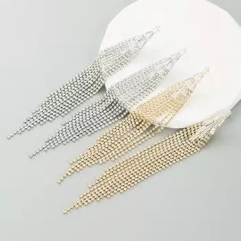 Женские серьги с длинными кисточками, цельные кристаллы, простые, универсальные, преувеличенные, маленькие серьги-капли премиум-класса OneSize золотой