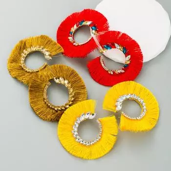 Женские серьги с длинными кисточками, цельные кристаллы, простые, универсальные, преувеличенные, маленькие серьги-капли премиум-класса OneSize красный