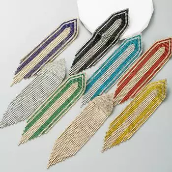 Женские серьги с длинными просверленными кисточками, персонализированные серьги, креативный дизайн, легкие роскошные серьги-капли OneSize фиолетовый