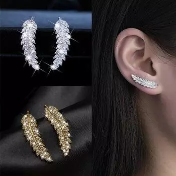 Серьги-листья для женщин золотой