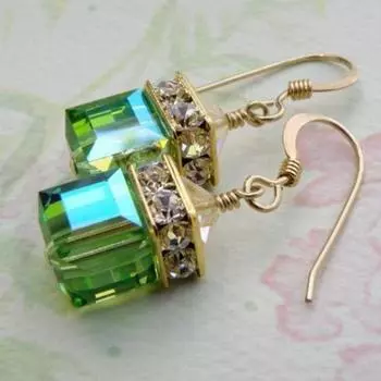 Женские серьги с искусственным драгоценным камнем и горным хрусталем, квадратные висячие серьги-крючки, ювелирные изделия