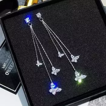 Женские серьги с кисточками и цирконием в виде бабочки, милые винтажные серьги со знаменитостями в Интернете