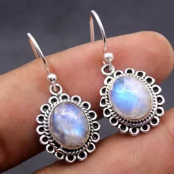 Женские серьги с лунным камнем, 100% стерлинговое серебро 925 пробы, ювелирные изделия с июньским камнем белый