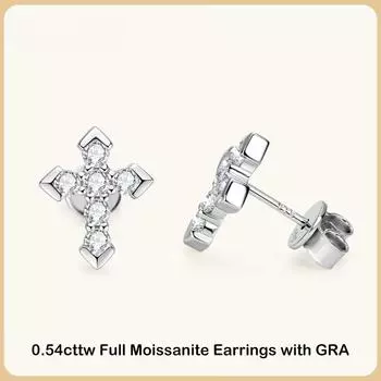 Женские серьги с муассанитом D цвета 0,54 карата, серьги-гвоздики из стерлингового серебра 925 пробы с бриллиантами 0.54cttw Moissanite