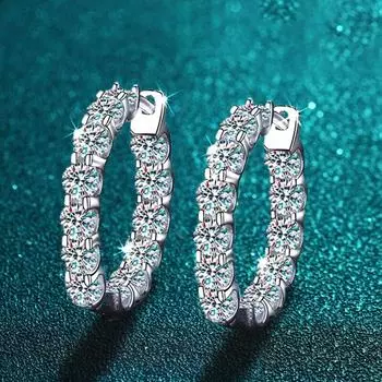 Женские серьги с муассанитом из стерлингового серебра 925 пробы, ювелирные изделия для вечеринок, 2,6 карата, цвет D Zircon-3mm