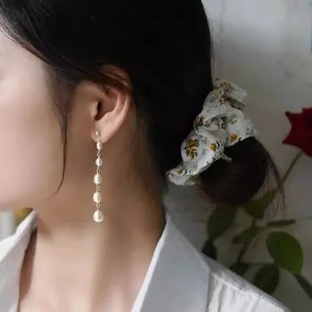 Женские серьги с натуральным жемчугом в форме риса, новый нишевый дизайн, длинные винтажные серьги с градиентом темперамента 6cm