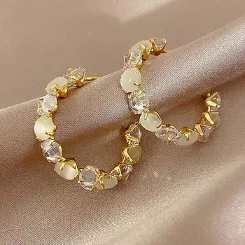 Женские серьги с опалами в модных ювелирных украшениях для девочек, темпераментные аксессуары, необычные серьги золотой