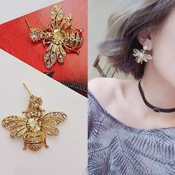 Женские серьги с пчелиным медом, серьги-гвоздики со стразами, подарок для ювелирных изделий