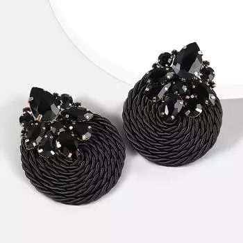 Женские серьги с плетеными бриллиантами красный