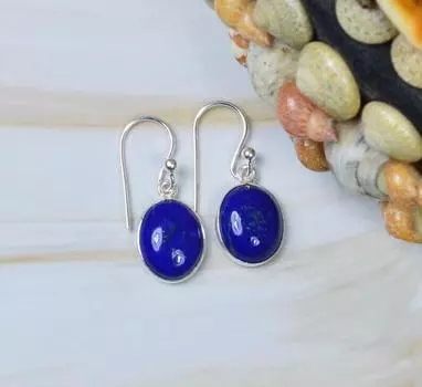 Женские серьги с подвесками из лазурита ручной работы, подарок для нее, дизайнерские серьги, украшения на день рождения