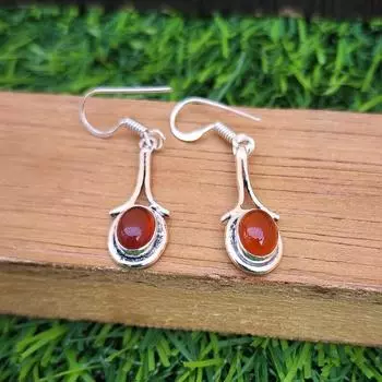 Женские серьги с подвесками из сердолика, подарок для нее, дизайнерские серьги, украшения ручной работы, серьги из серебра 925 пробы