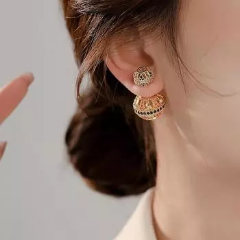 Женские серьги с полыми круглыми шариками, индивидуальные преувеличенные серьги, старинные серьги уникального дизайна 18K разноцветный