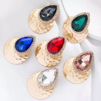 Женские серьги с преувеличенными каплями воды в форме цветного стекла и кристаллами, простые персонализированные серьги OneSize белый