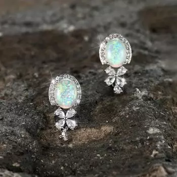 Женские серьги с простыми и модными большими овальными цветами в форме капель воды с белым краем синий