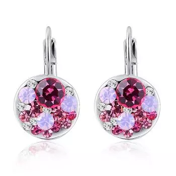 Женские серьги с розовым цирконом Elements