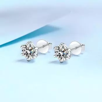 Женские серьги с шестью когтями из стерлингового серебра 925 пробы, серьги с муассанитом и покрытием из золота pt950, украшения для ушей 4mm zircon