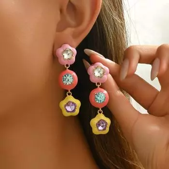 Женские серьги с ветром, персонализированные серьги-пусеты с бриллиантами, дизайн с цветной эмалью, серьги высокого класса, универсальные