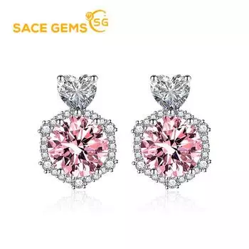 Женские серьги SACE GEMS с цирконием. Серьги для свадебной вечеринки представлены в различных цветах, включая розовый, желтый, синий и красный. розовый
