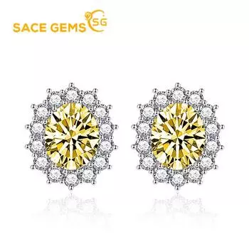 Женские серьги SACE GEMS с цирконием. Серьги для свадебной вечеринки представлены в различных цветах, включая розовый, желтый, синий и красный. розовый