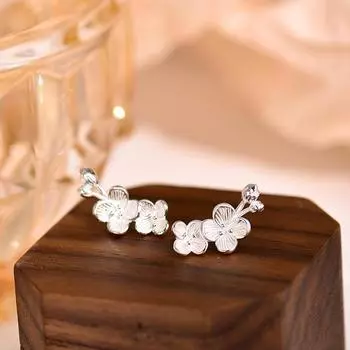 Женские серьги, серьги-бутоны Gesan Flower Brushed, легкие роскошные серьги высокого класса, универсальные