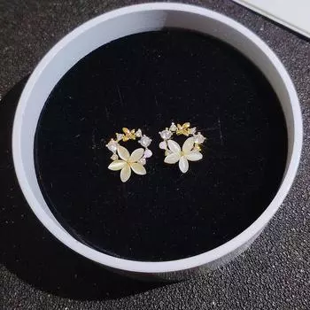 Женские серьги Серьги маленькие цветы стерлинговое серебро имитация опала