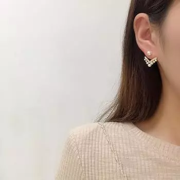 Женские серьги, серьги с жемчугом и бриллиантами до и после, висячие перья, темперамент, нежные универсальные серьги, женские серьги для подруг 1 Pair