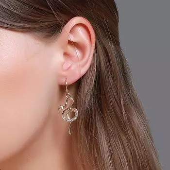 Женские серьги Серьги-змеи Длинные серьги в форме змеи со стразами Модные серьги золотой