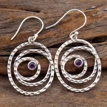 Женские серьги, Серебряные украшения, Серьги ручной работы, Ювелирные изделия с драгоценными камнями, Серьги с аметистом фиолетовый