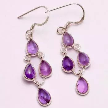 Женские серьги, серебряные украшения, ювелирные изделия из стерлингового серебра 925 пробы, подарки для нее, ювелирные изделия ручной работы фиолетовый