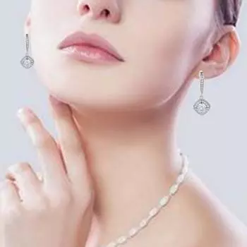 Женские серьги Серебряный макияж Модные украшения Цирконий Женские серьги со стразами Фестиваль белый