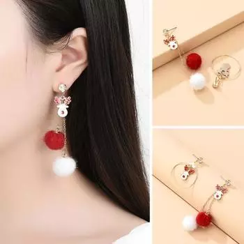 Женские серьги, шикарное большое кольцо, однотонные висячие серьги, милые рождественские серьги-капли с лосем, висячие серьги, модные украшения золотистый