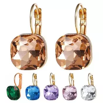 Женские серьги со стеклянными инкрустациями, универсальные украшения для ушей зелёный