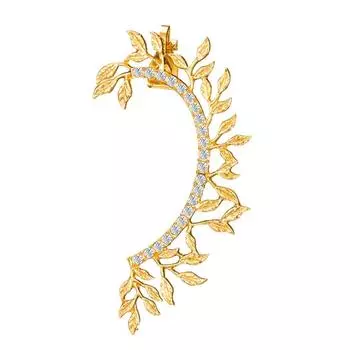 Женские серьги со стразами, без проколов, клипса для ушей, кулон в виде листа, ювелирные изделия, модный аксессуар, геометрический крючок для вечеринки, свадьбы золотой