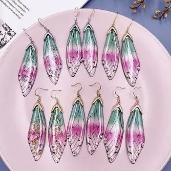 Женские серьги со стразами, насекомое, крыло бабочки, крючок для ушей, ювелирный подарок