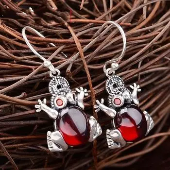 Женские серьги Spittor S925 с серьгами из красного циркона, хризопраза и синего песчаника