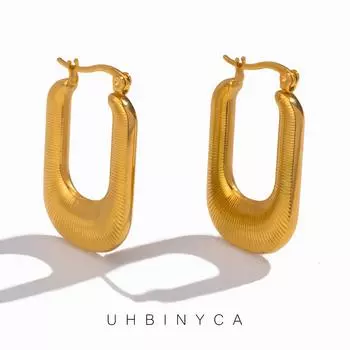 Женские серьги в геометрическую полоску во французском стиле, серьги из нержавеющей стали, модные аксессуары серебряный