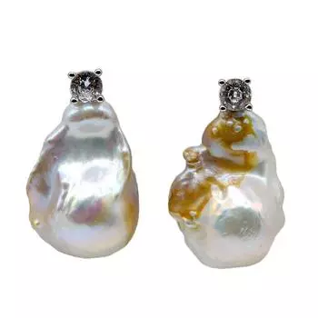 Женские серьги в стиле барокко, большие белые серьги с натуральным жемчугом и цирконием, серебряные серьги в форме капли, жемчужные серьги, бесплатная доставка