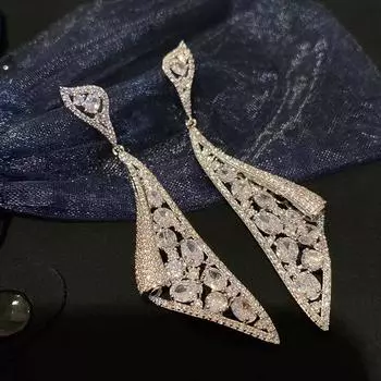 Женские серьги в стиле барокко, серьги в дворцовом стиле, медные серьги из платинового материала со вставками из циркона, серьги для вечеринки, вечерние серьги