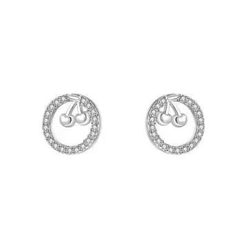 Женские серьги-вишни с бриллиантовой инкрустацией Niche Design Sweet Earrings