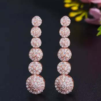 Женские серьги WWJ розового золотого цвета с кубическим цирконием, модные длинные висячие серьги жёлтый/золотой