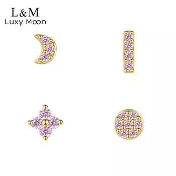 Женские серьги Женские стерлингового серебра S925 Простой набор из четырех частей гвоздей из ушной кости S925