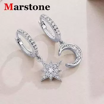 Женские серьги-звезды с бриллиантами из муассанита, петля из стерлингового серебра 925 пробы, серьги-ювелирные изделия для женщин и мужчин, оптовая продажа белый