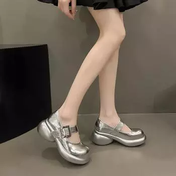 Женские серебряные кожаные туфли Мэри Джейн, женские новые модные лоферы со стразами, женские мягкие удобные балетные модельные туфли 35