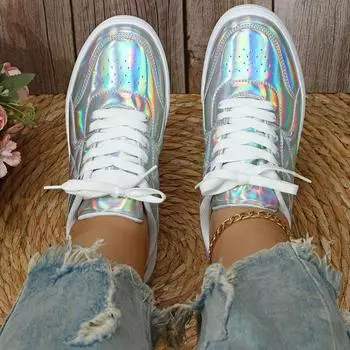 Женские серебряные кроссовки, увеличивающие рост, повседневная обувь для школьников и студентов, легкие кроссовки для пар, большие размеры 35-45 EU: 37 серебряный