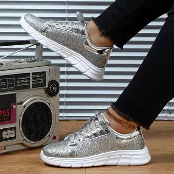 Женские серебряные кроссовки, увеличивающие рост, повседневная обувь для школьников и студентов, легкие кроссовки для пар, большие размеры 35-45 EU: 37 серебряный